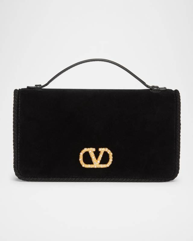 VLOGO Signature Suede Wallet with Chain Strap